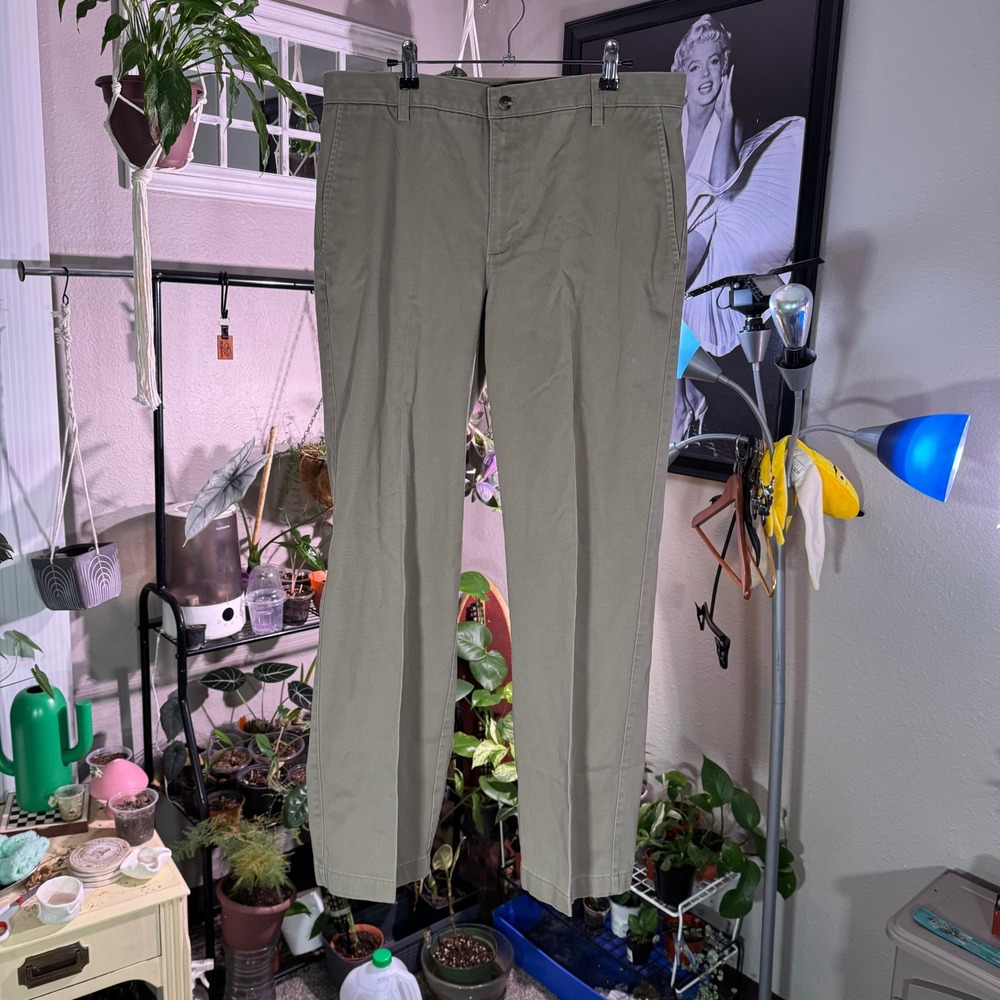 Van Heusen Mens Dress Pants 34x32 Beige Khaki Chino Casual Office Career
